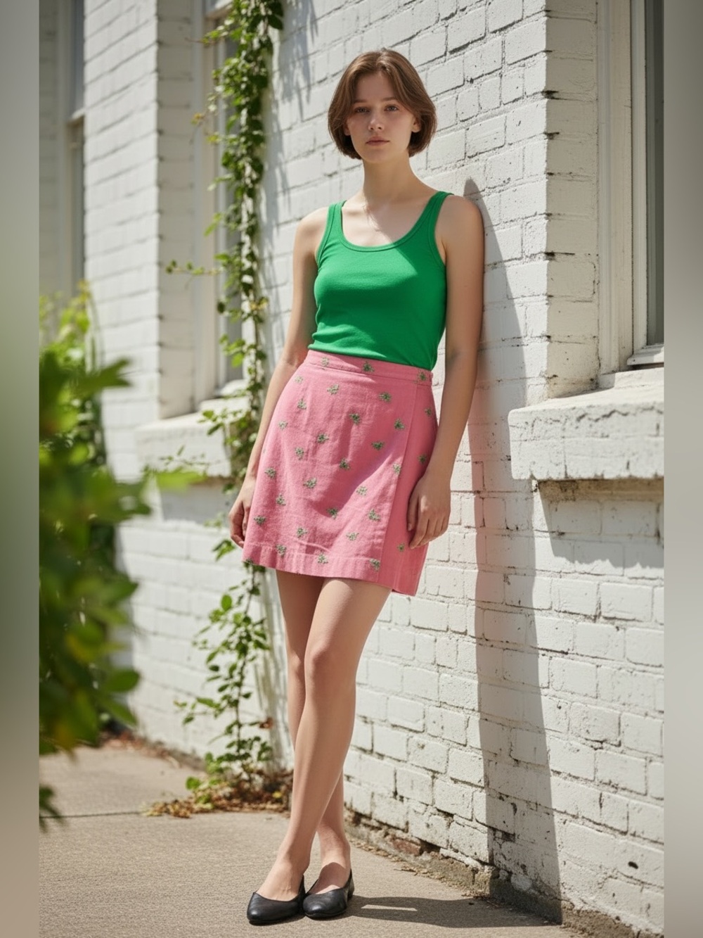 Lilly Pulitzer Pink Mini Skirt with Green Bees - Picture 2 of 7